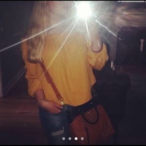 Off shoulder mustard yellow floral top